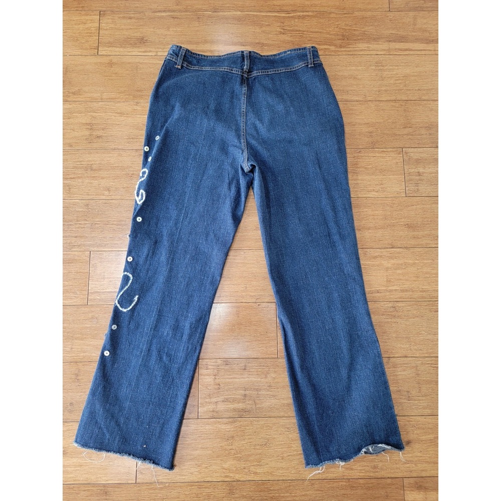 Vintage Y2K Lace Up Jeans Women's Size 31 Flared Leg Embroidered 90s 2000s - Picture 3 of 10